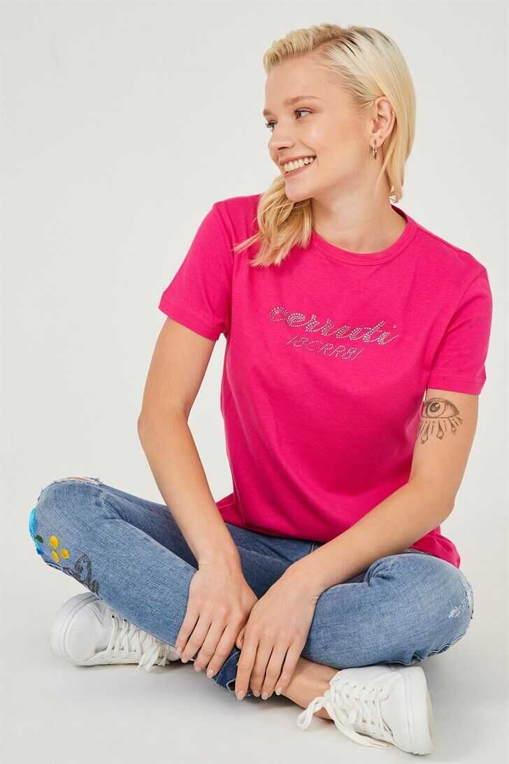 Bisiklet Yaka Kadın T-Shirt - 1