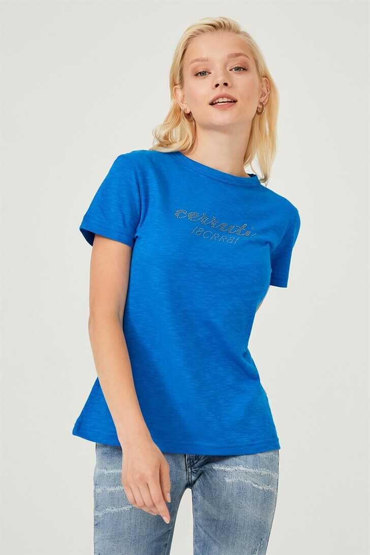 Bisiklet Yaka Kadın T-Shirt - 1