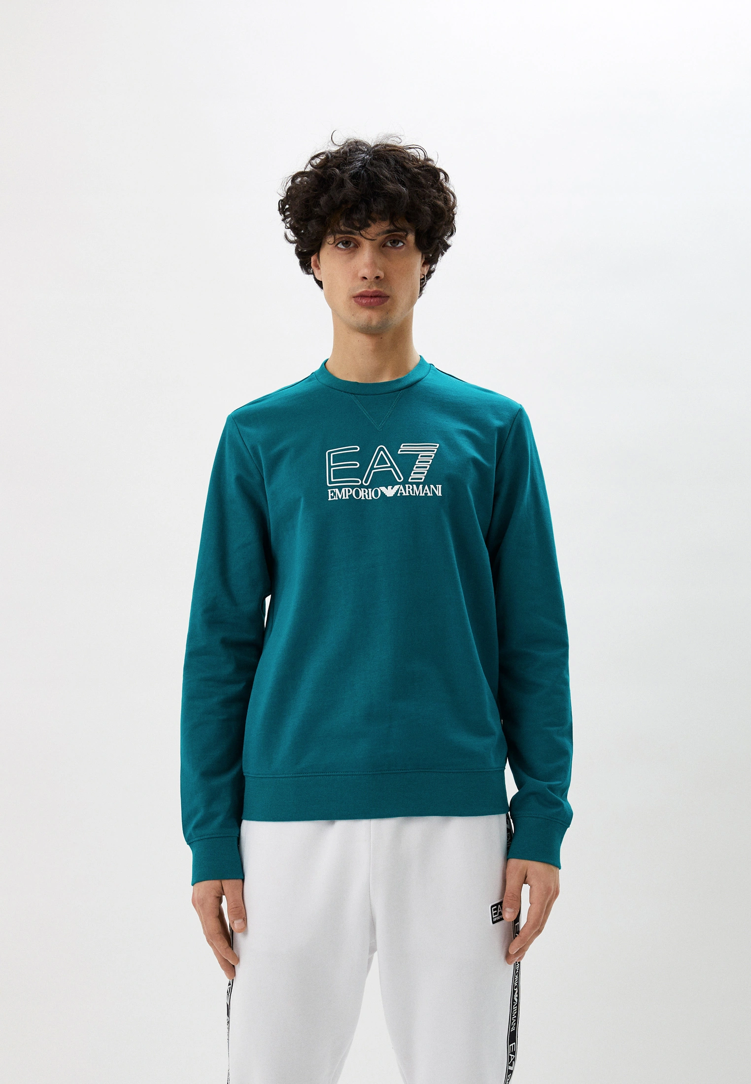 EA7 Logolu Bisiklet Yaka Erkek Sweatshirt - Thumbnail