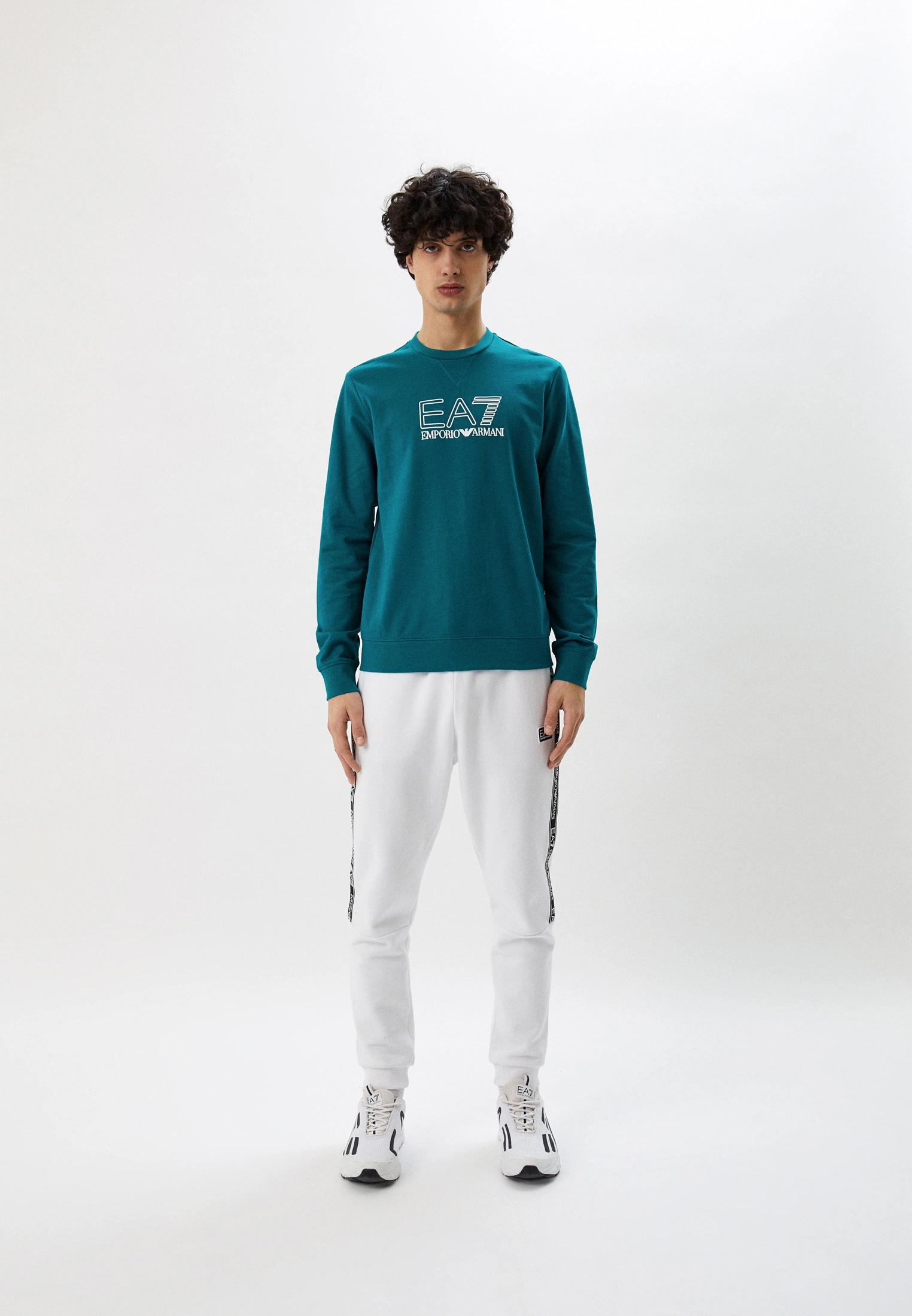 EA7 Logolu Bisiklet Yaka Erkek Sweatshirt - Thumbnail