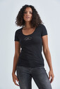 Emporio Armani Kadın Logolu Bisiklet Yaka T-Shirt - Thumbnail