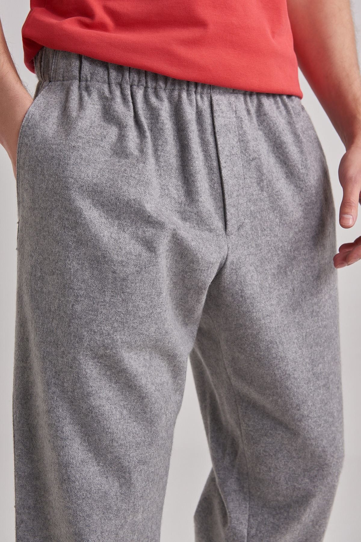 Ermenegildo Zegna Beli Lastikli Erkek Pantolon - 6
