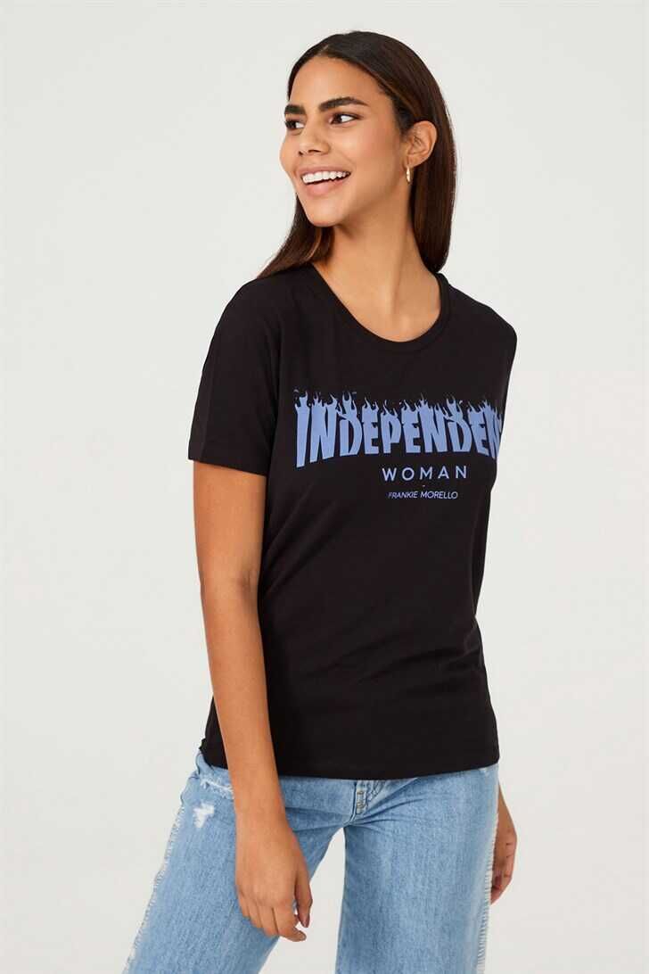 Frankie Morello Bisiklet Yaka Kadın T-Shirt - 3