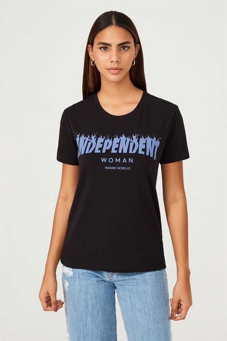 Frankie Morello Bisiklet Yaka Kadın T-Shirt - 8