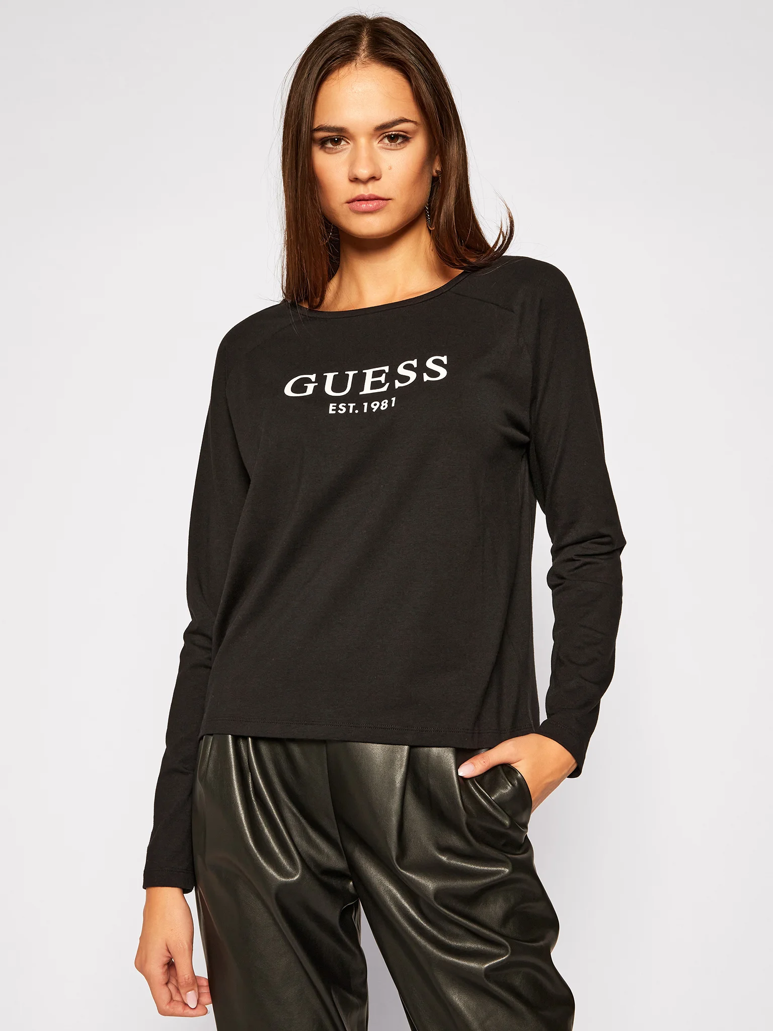 Guess Bisiklet Yaka Uzun Kollu Kadın T-Shirt - Thumbnail