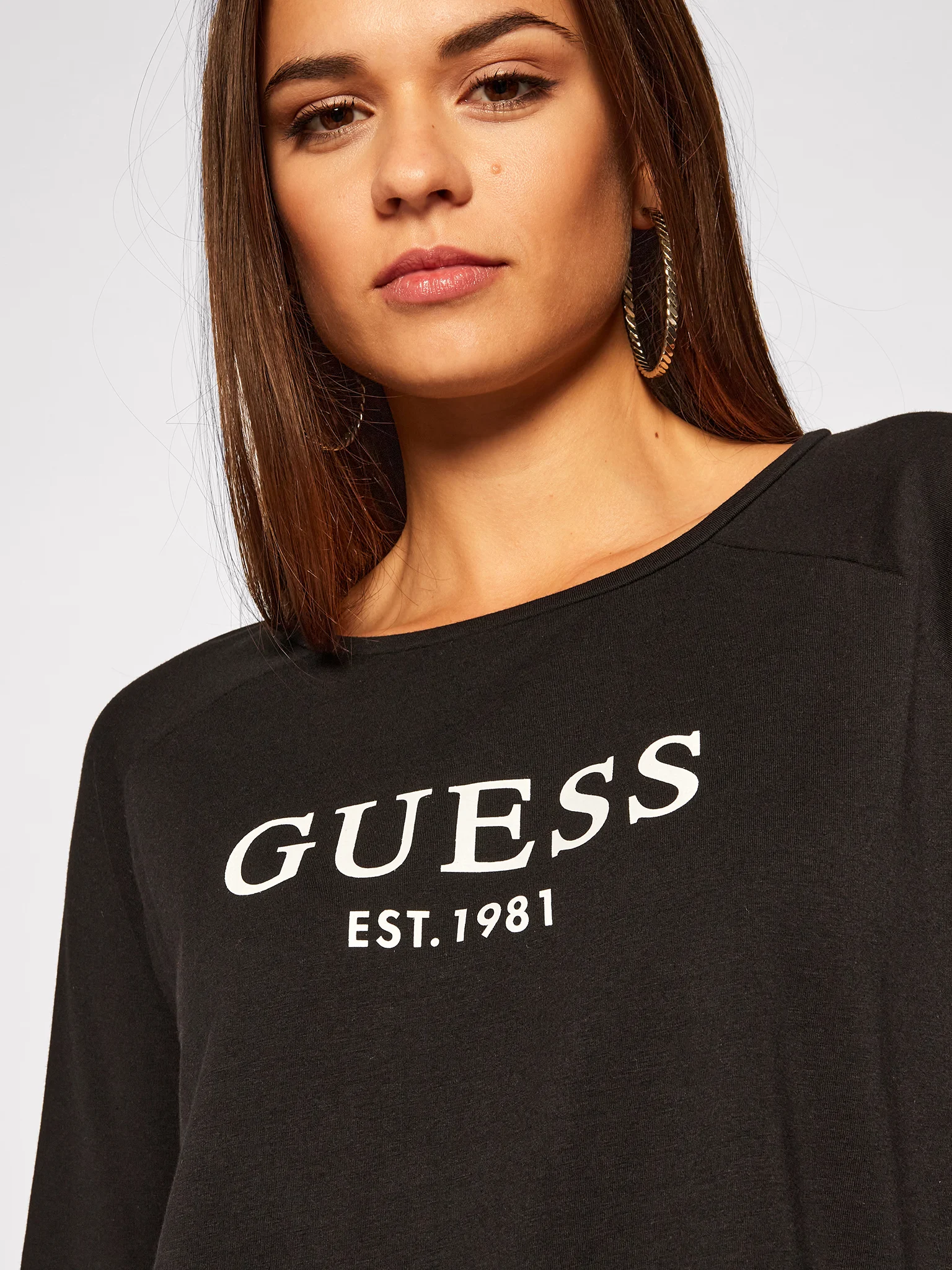 Guess Bisiklet Yaka Uzun Kollu Kadın T-Shirt - Thumbnail