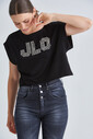 Guess JLO Baskılı Kadın Crop T-Shirt - Thumbnail