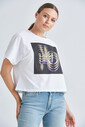 Guess Kadın Baskılı Crop T-Shirt - Thumbnail