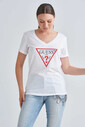 Guess Logolu V Yaka Kadın T-Shirt - Thumbnail