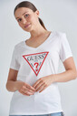 Guess Logolu V Yaka Kadın T-Shirt - Thumbnail