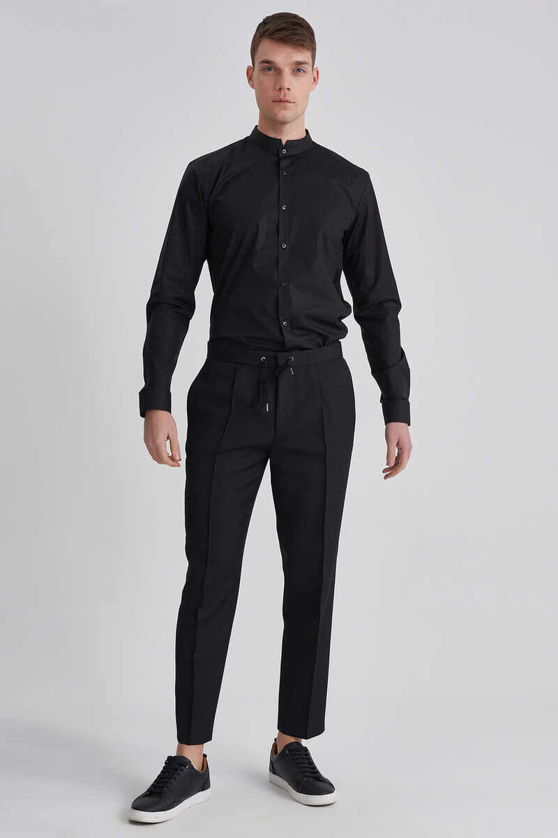 Hugo Boss Beli Bağcıklı Yünlü Erkek Pantolon - 1