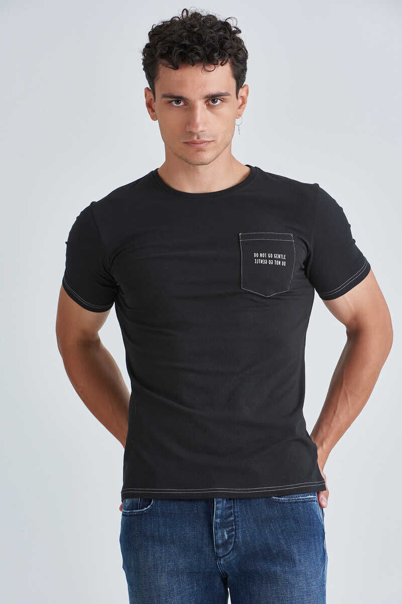 Jeckerson Bisiklet Yaka Erkek Cepli T-Shirt - 1