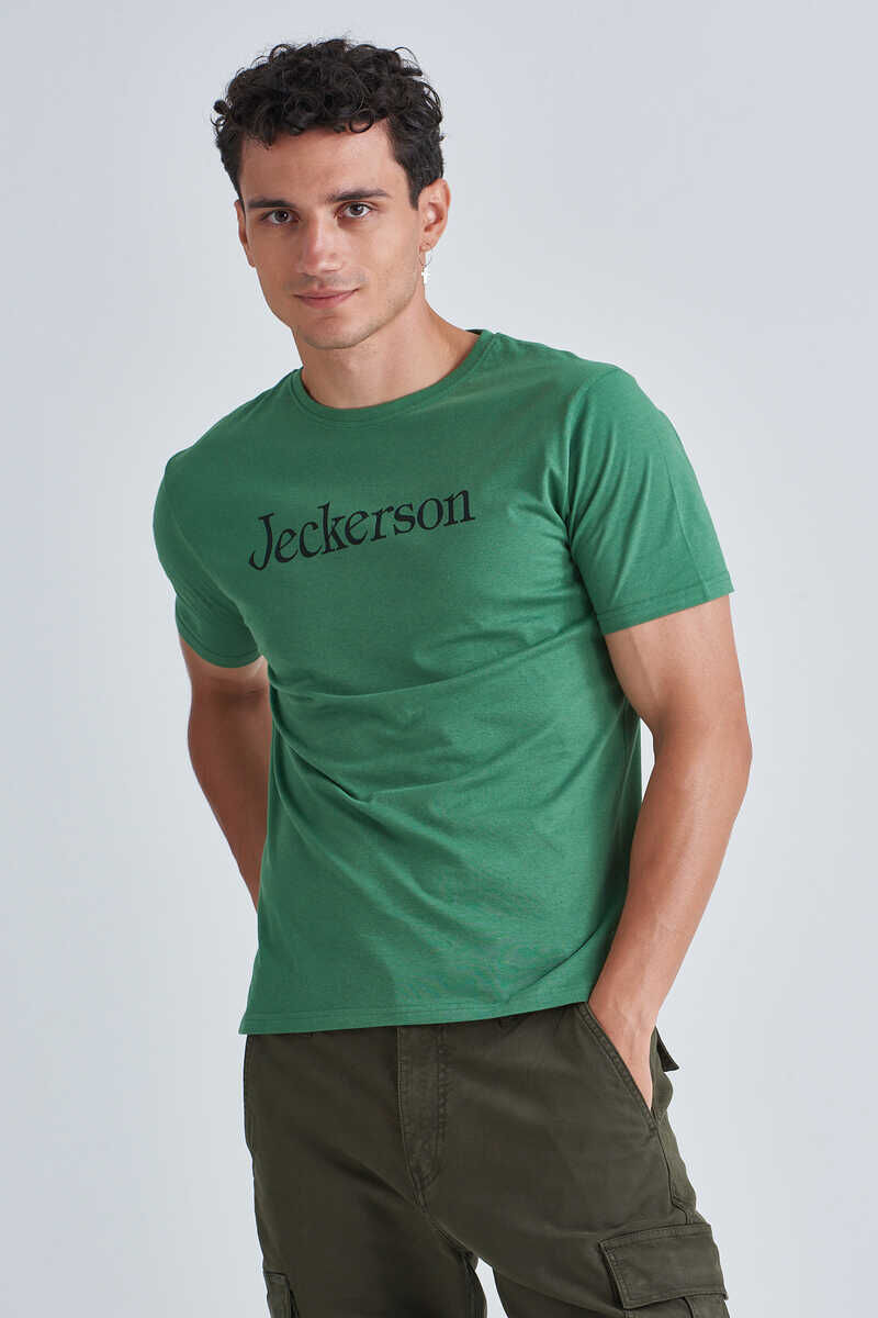 Jeckerson Erkek Yazılı Bisiklet Yaka T-Shirt - 1