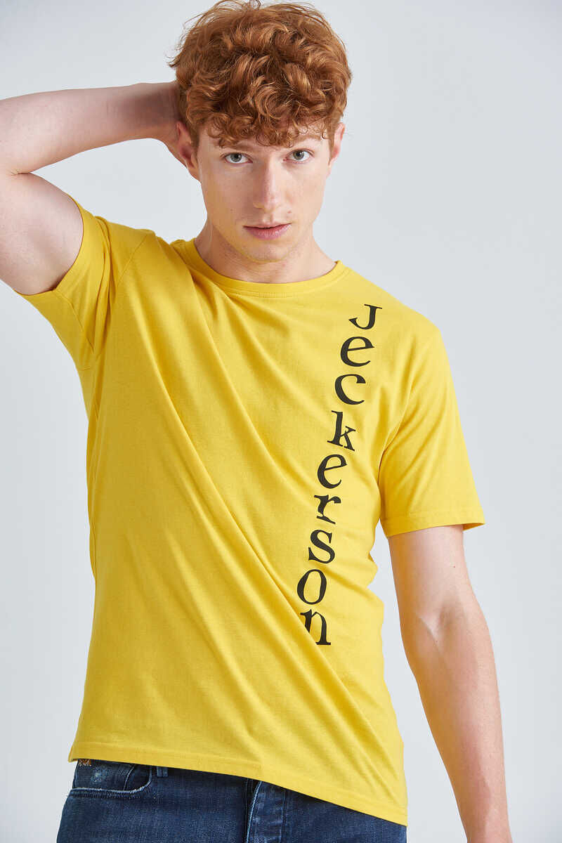 Jeckerson Logolu Bisiklet Yaka Erkek T-Shirt - 1