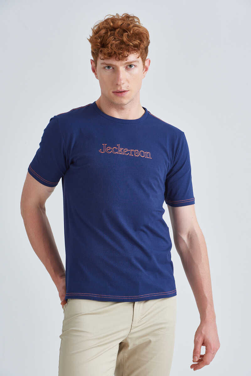 Jeckerson Yazılı Erkek Bisiklet Yaka T-Shirt - 1