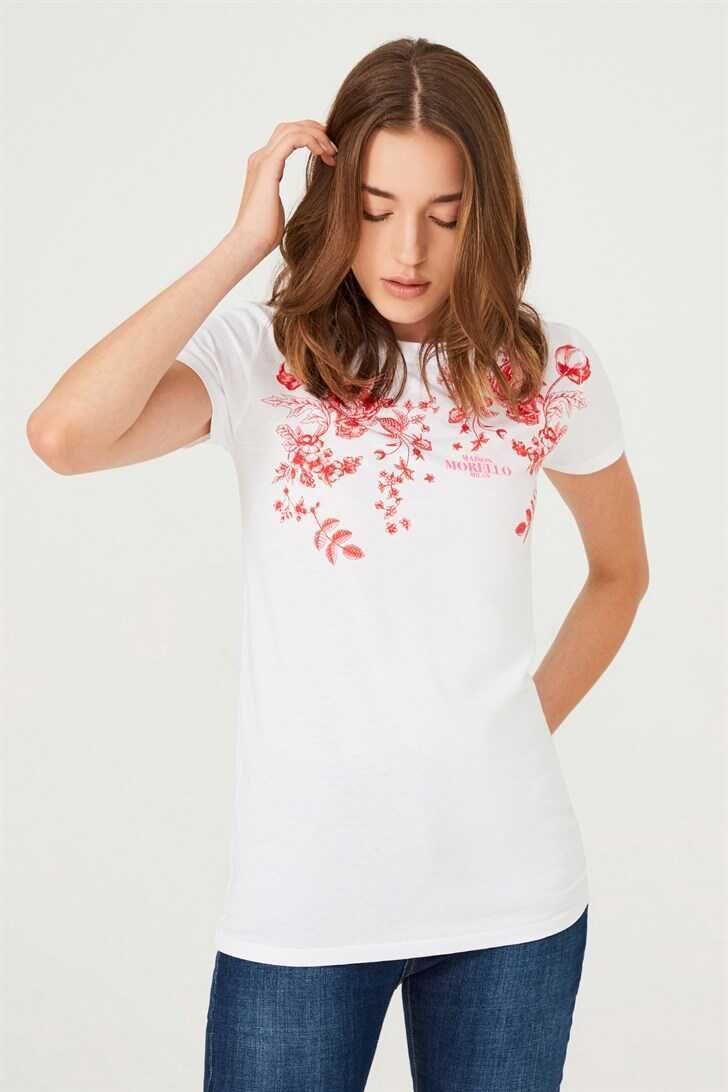 Kadın Çiçekli T-Shirt - 8