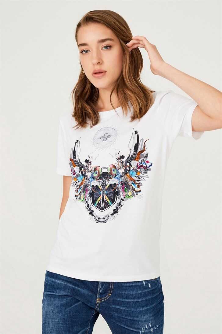 Kadın Etnik Desenli T-Shirt - 10