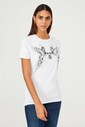 Kadın Kuş Figürlü T-Shirt - Thumbnail