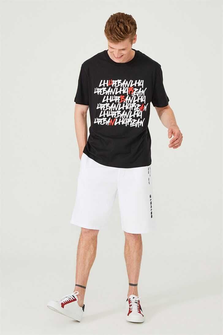 Les Hommes Urban Erkek Bisiklet Yaka Kısa Kollu T-Shirt - 1