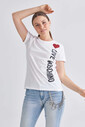 Love Moschino Bisiklet Yaka Logolu Kadın T-Shirt - Thumbnail