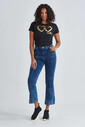 Love Moschino Kadın Kısa İspanyol Paça Jeans - Thumbnail