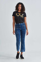 Love Moschino Kadın Kısa İspanyol Paça Jeans - Thumbnail