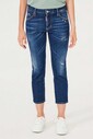 Normal Paça Yırtık Kadın Jeans - Thumbnail