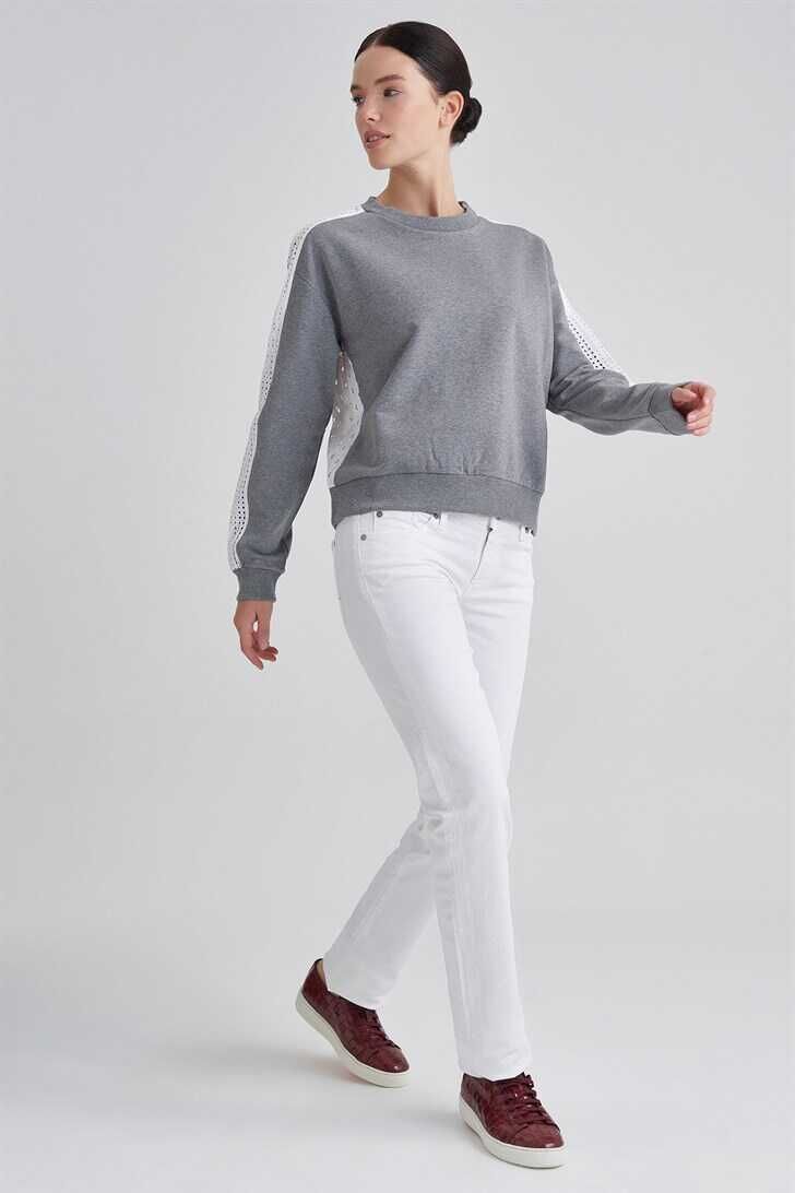Trussardi Kuş Gözü İşlemeli Kadın Sweatshirt - 3