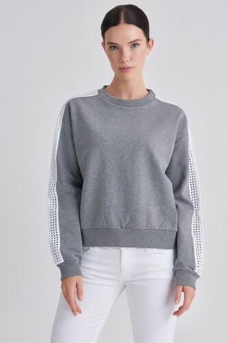 Trussardi Kuş Gözü İşlemeli Kadın Sweatshirt - 5