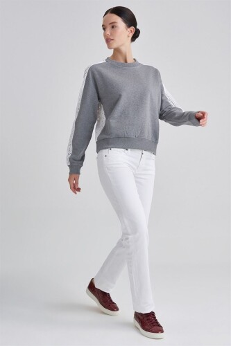 Trussardi Kuş Gözü İşlemeli Kadın Sweatshirt - 7
