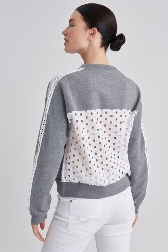 Trussardi Kuş Gözü İşlemeli Kadın Sweatshirt - 8