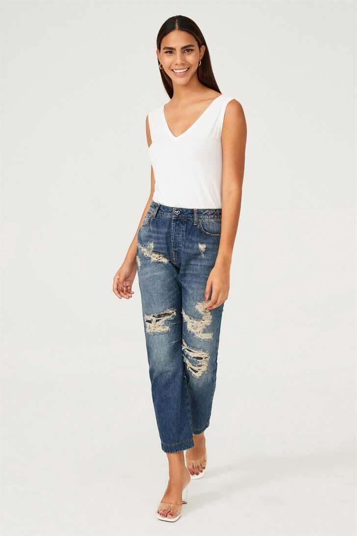 Twinset Kadın Yırtık Jeans - 1