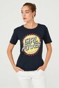 Yazılı Bisiklet Yaka Kadın T-Shirt - Thumbnail