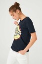 Yazılı Bisiklet Yaka Kadın T-Shirt - Thumbnail