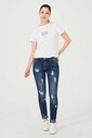 Yırtrık Dar Paça Kadın Jeans - Thumbnail